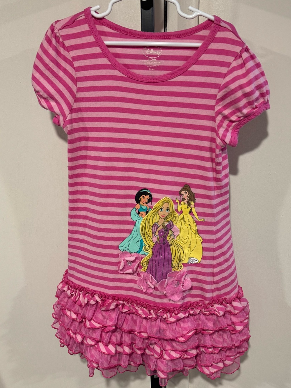 Disney Princess Pink and Striped Tee Dress Ruffle Skirt